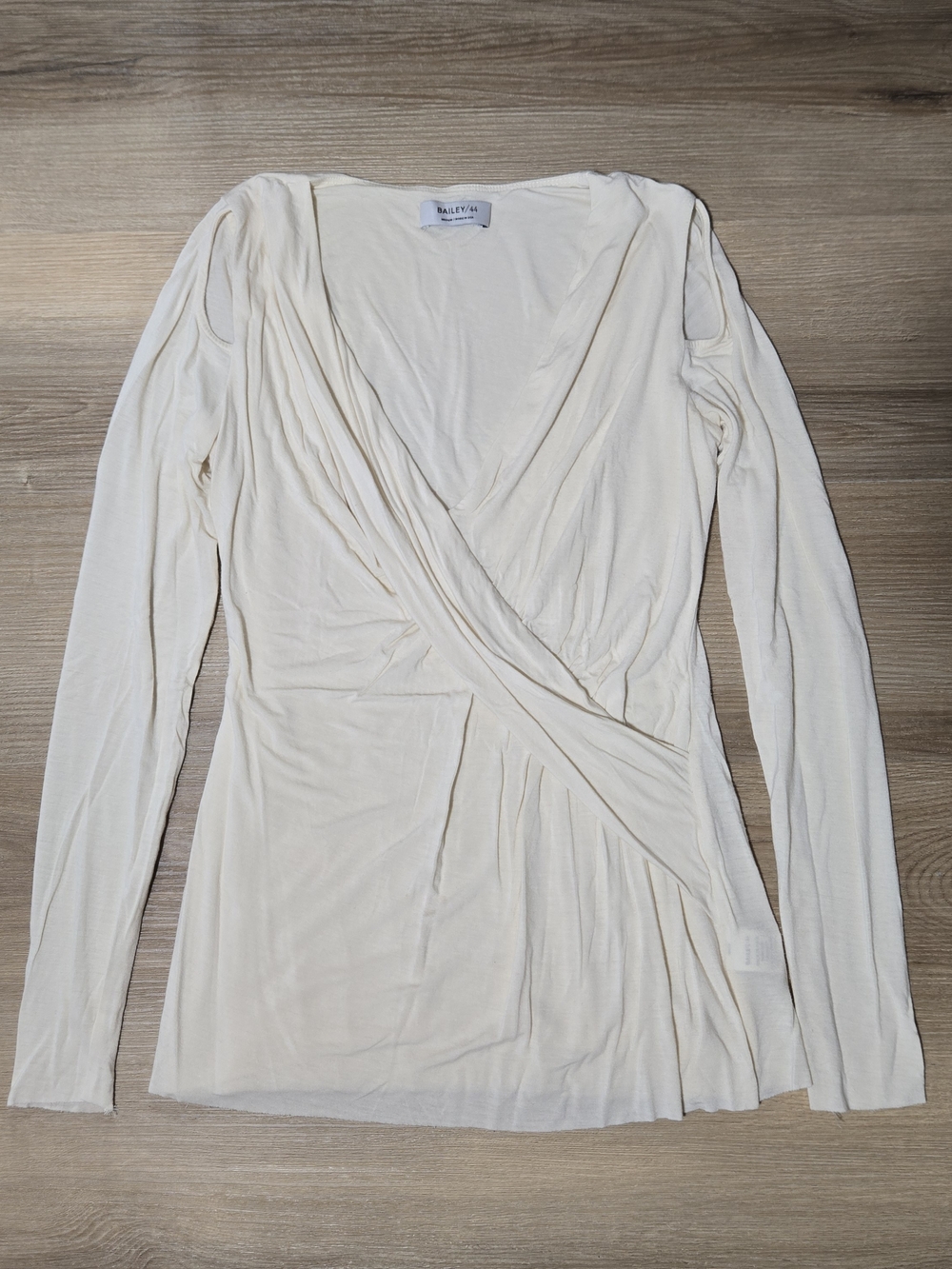 Bailey 44 Cream Surplice Wrap-Front Long Sleeve Top